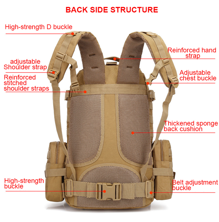 Outdoor Hiking Waterproof Shoulders Tactical Back Pack Details (1)