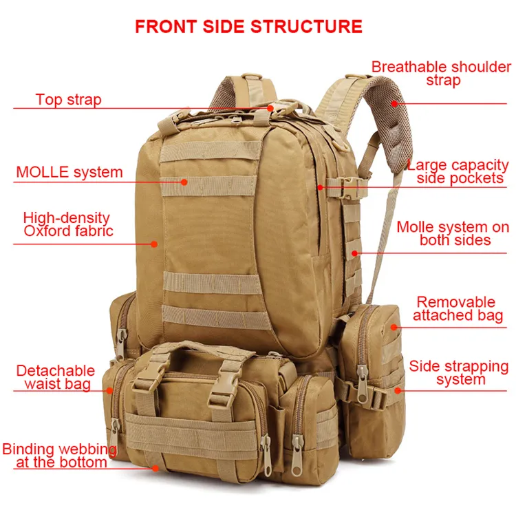 Outdoor Hiking Waterproof Shoulders Tactical Back Pack details