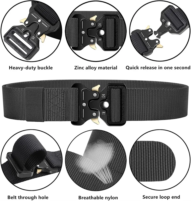 Custom Automatic Quick Release Alloy Metal Tactical Gear Utility Nylon Belt