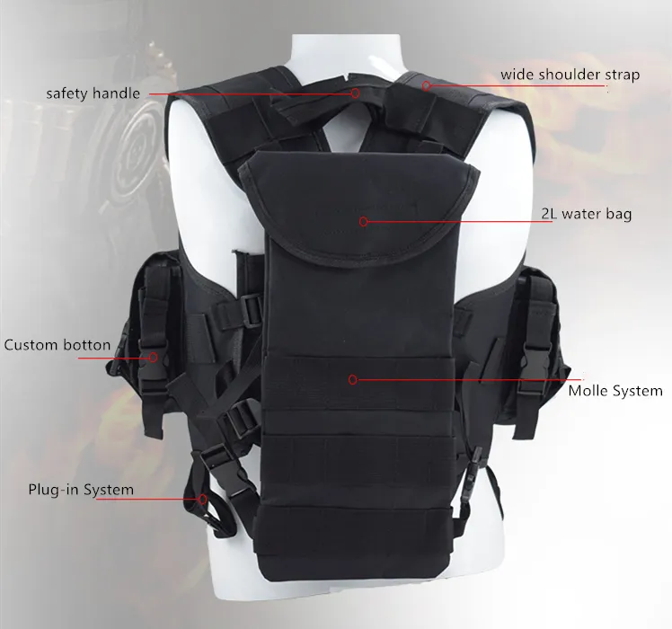 Muiti functional Training Protective Tactical Seal Vest with Water Bag detail